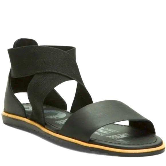 Sorel EUC Ella Leather Sandals Black Size 7.5 - Picture 1 of 9